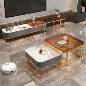 Slate glass coffee table light luxury modern home small apartment living room wrought iron tea table small coffee table