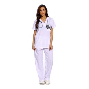 Conjuntos de Uniformes Médicos de Moda para Mujer con Seis Bolsillos (Cuello en V y Pantalón Cargo) de Pierna Recta - Product Image 4