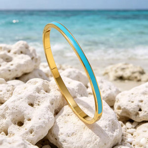 Fashion Wholesale Luxe Luxury Stainless Steel 18K PVD Gold Plated Enamel <b>Bangle</b> <b>Bracelet</b> for Women - Product Image 4