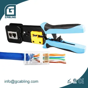 Gcabling ชุดเครื่องมือจีบ Rj45,พร้อมตัวเชื่อมต่อผ่าน Conector RJ45 8P8C เครือข่าย Rj45ราคา Cat6เครื่องมือเครือข่าย