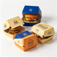 Boîte à hamburger anti-graisse avec logo personnalisé, en carton blanc, emballage jetable pour burgers, vente en gros pour la restauration rapide à emporter