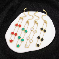 Lucky Five Leaf Clover colgante collar mujer Acero inoxidable oro rojo acrílico blanco Shell flor encanto fiesta collares joyería