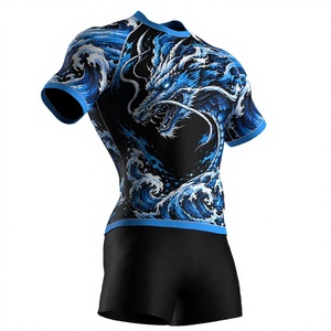 Maillot de compression BJJ unisexe premium, manches courtes, polyester et élasthanne, respirant, séchage rapide, antibactérien, UPF50+, vêtements d'entraînement - Product Image 1