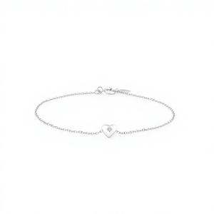 Pulsera de Cadena con Corazón Plateado de Lujo para Mujer, con Circonitas Cúbicas Redondas de Corte Brillante, Regalo para Fiestas y Eventos - Product Image 1