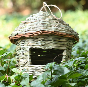 Nido de pájaro de paja tejido a mano con patrón sólido para la incubación y cría de loros, suministro para jardín, casa para colibríes en el césped - Product Image 5