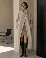 Manteau élégant en laine épaisse et longue à col roulé pour femmes, doux et brossé, pour l'hiver