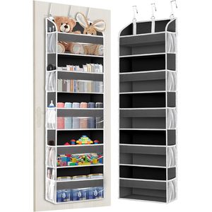 Organizador de almacenamiento para colgar sobre la puerta, 5 bolsillos grandes y 10 bolsillos de malla, organizador colgante para armario, baño y dormitorio, para un almacenamiento ordenado - Product Image 1