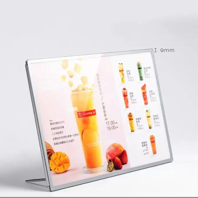 A4 आउटडोर विज्ञापन लाइट बॉक्स थोक सुपर स्लिम एलईडी मेनू बोर्ड टेबल स्टैंड मेनू डिस्प्ले विज्ञापन लाइट बॉक्स