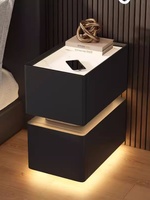 Table de chevet intelligente créative avec lumière à capteur, minimaliste, écologique, durable, 2 tiroirs de rangement, meuble de nuit sans fil pour la maison