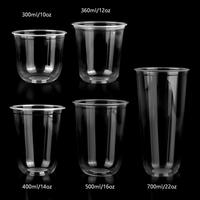 Gobelet à café en PET en forme de U, haute transparence, 90 mm, 16 oz, 24 oz, avec couvercle sans paille pour jus, thé boba, solution pour bar à boissons