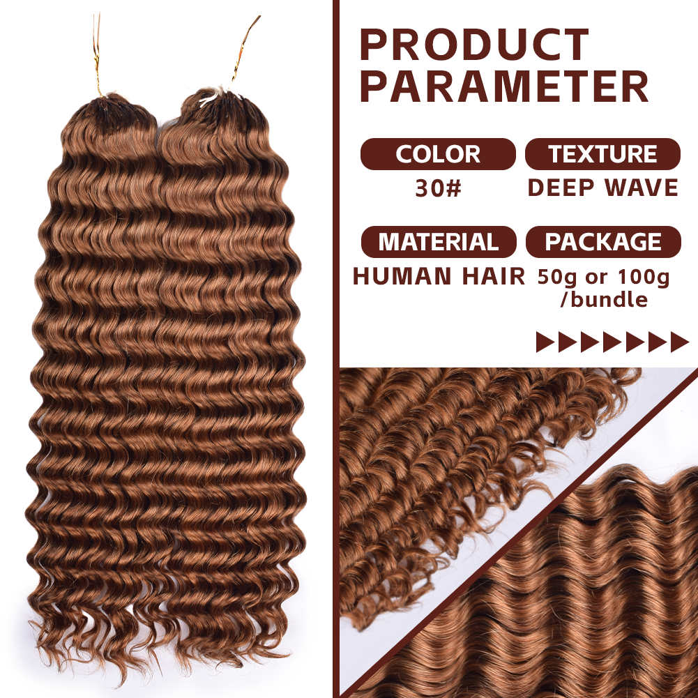 Vast Hair KAMA Feathered Crochet Hair 27 Honey Blonde Deep Wave Raw Braiding Human Hair Bundles No Weft Pre-Looped Crochet Hair Extensions thumbnail 2