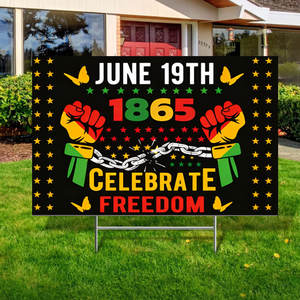 6月19日の装飾用ヤードサイン、H型杭付き、アフリカ系アメリカ人、黒人歴史月間、自由の日、屋外用ギフト - Product Image 1