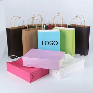Custom Eco-Friendly Colored Kraft Paper Bag with <b>Twisted</b> Handles for Promotion Coffee Gift Holiday Packaging - Product Image 6