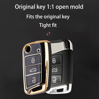 Nouveau couvercle de protection de clé de voiture en TPU souple Gold Edge pour Volkswagen Touguang L Golf 7 Passat Skoda Mingrui autres voitures