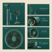 Mini ventilateur de bureau portable USB à batterie rechargeable, rotatif, télescopique, pour la maison et le bureau