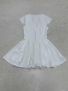 Elegante Vestido Casual Chic para Mujer con Cuello en V, Manga con Volantes, Color Sólido, Corte en A, Cintura Natural y Estampado Digital Sofisticado - Product Image 2