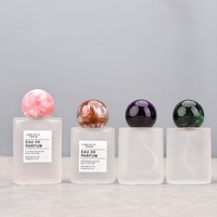 Flacon de parfum en verre mat doux de qualité supérieure 30ml 50ml avec couvercle en marbre à texture naturelle, corps lisse, anti-fuite, pour boutique