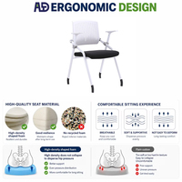 Chaise d'entraînement pliable en aluminium durable avec tablette d'écriture, hauteur réglable ergonomique pour hôpital, maison, bureau, design moderne