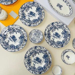 Juego de cena de porcelana de lujo de estilo europeo, 41 Uds., plato de postre de porcelana - Product Image 3