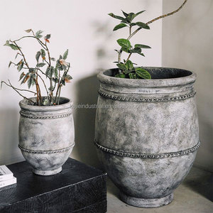 Cemento rettangolare imitata in legno aiuola combinazione vaso per piantare moderna semplice scatola da giardino paesaggistica in calcestruzzo - Product Image 2