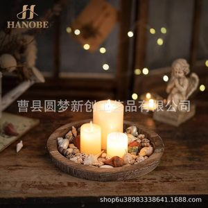 Cross-border wooden scented candle <b>tray</b>, home dining table plant <b>storage</b> <b>tray</b>, decorative heat-resistant wooden <b>tray</b> - Product Image 2