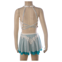 Robe de patinage artistique de luxe à deux pièces pour filles, avec strass, pour la danse sur barre, la compétition, la performance, la gymnastique