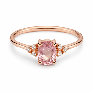 Anello da Donna Rosa a Forma Ovale con Design Principessa, Stile Matrimoniale - Product Image 1