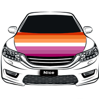 Housse de capot de voiture personnalisée arc-en-ciel pour voitures lesbiennes (alternatives) et gays, accessoire durable en polyester pliable pour exposition automobile en extérieur et protection solaire