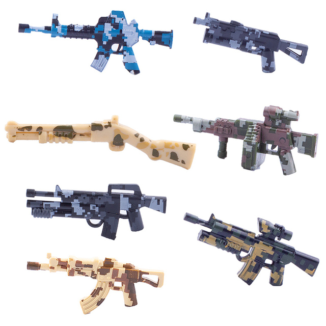 MOC Mini Gun Toy Figures Submachine Gun Rifle Accessories Unisex Building Blocks Plastic Mini Model Toys