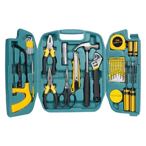 Ensemble d'outils cadeaux 27 pièces Boîte à outils multifonctionnelle pour la maison Outil d'entretien de couleur jaune en gros