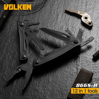 Workpro — couteau multi-fonctions de camping, pinces d'extérieur 13 en 1 en acier inoxydable trempé noir, multi-pliant