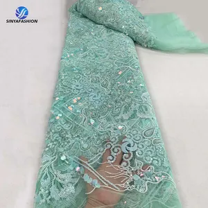 Sinya Wholesale African Lace Embroidery High Quality French Sequins Net Lace For Women Bridal Lace Nigerian Wedding Dress