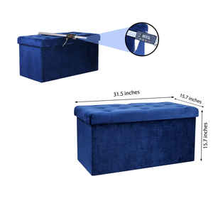 Offre Spéciale pouf moderne Bailey grand <span class=keywords><strong>banc</strong></span> pouf de rangement <span class=keywords><strong>bleu</strong></span> velours tissu pliant pouf <span class=keywords><strong>banc</strong></span> de rangement pour salon - Product Image 5
