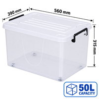 Bac de rangement transparent en gros 50L grande capacité pour armoire, salon et buanderie