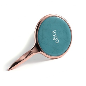 Espejo Cosmético de Mano, Metálico, Azul, con Luz Láser, de Una Sola Cara, Práctico, al por Mayor - Product Image 6