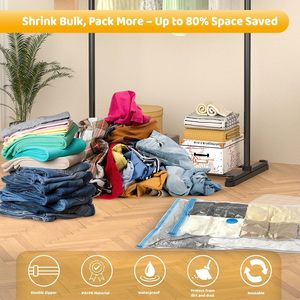 Ensemble de rangement hermétique personnalisé avec logo, en PA et PET, sac plat compressé sous vide, pour voyage, gain de place, avec pompe pour vêtements - Product Image 5