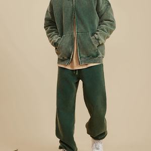 เสื้อแจ็คเก็ตแบบมีซิป สไตล์วินเทจ ล้างสีแบบเฟรนช์เทอร์รี่ เสื้อฮู้ดครอปแบบย้อมสีเอซิด ไม่มีลาย - Product Image 2