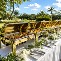 Ensemble de réchauds de luxe à couvercle roulant, chauffe-plats commerciaux en acier inoxydable pour buffet avec supports à combustible, équipement de restauration