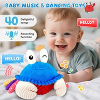 Jouet en peluche musical Crabe rampant, 40 chansons et fonction d'enregistrement, dansant, marchant, mobile, rebondissant, jouet pour le temps sur le ventre