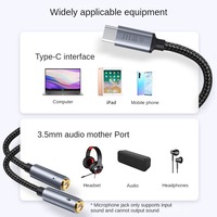 Cable Divisor de Audio USB Tipo C, Adaptador Divisor de Audio Auxiliar USB C a 2 Conectores Hembra de 3.5MM para Auriculares y Micrófono