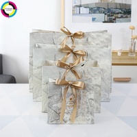 Sacs cadeaux en papier marbré personnalisés avec votre propre logo, ruban imprimé or, poignées en corde, emballages cadeaux de luxe pour boutiques de détail