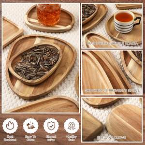 Assiettes en bois d'acacia, plateau <span class=keywords><strong>de</strong></span> service en bois, <span class=keywords><strong>assiette</strong></span> <span class=keywords><strong>de</strong></span> dîner <span class=keywords><strong>de</strong></span> Noël et plateaux, planche à charcuterie pour fromage, fruits, biscuits, desserts - Product Image 3