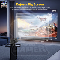 Projecteur portable intelligent HCS350 Pro+ avec console de jeu TV intégrée, système Android, manettes sans fil, plus de 20000 jeux, 8 Go de mémoire, multi-langues