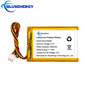 แบตเตอรี่ลิเธียมไอออนโพลิเมอร์ Blusenergy 3.7V 3000mAh รุ่น Blus755060 สำหรับอุปกรณ์อิเล็กทรอนิกส์สำหรับผู้บริโภค - Product Image 1