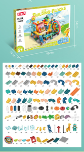 Juego de bloques de construcción de juguete de construcción Unisex de gran tamaño, Tobogán de pista giratoria eléctrica, piezas de plástico ABS 330, modelo de animales - Product Image 6