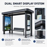 Abri de bus intelligent moderne à toit carré en acier galvanisé avec écran publicitaire LED et terminal d'information en temps réel pour les bus