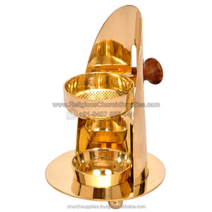 Brûleur d'encens de forme incurvée avec manche en bois IB-20014 en laiton pour affichage de bougies - Product Image 2