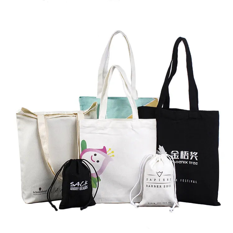 प्रचार जैविक कपास कैनवास पर्यावरण के अनुकूल कैनवास कंधे ढोना Duffle बैग शॉपिंग कस्टम प्रिंट उपयुक्त दूत बैग