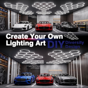 ไฟ LED รูปหกเหลี่ยม 6000K สำหรับติดเพดานโรงรถ 110V 220V ติดตั้งง่ายแบบ DIY ไฟส่องสว่างสำหรับล้างรถ ร้านดูแลรักษารถยนต์ สตูดิโอ - Product Image 4