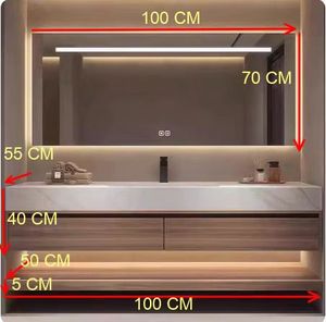 Natural wood-colored bathroom cabinet smart mirror cabinet white washbasin hanging cabinet body - Product Image 3